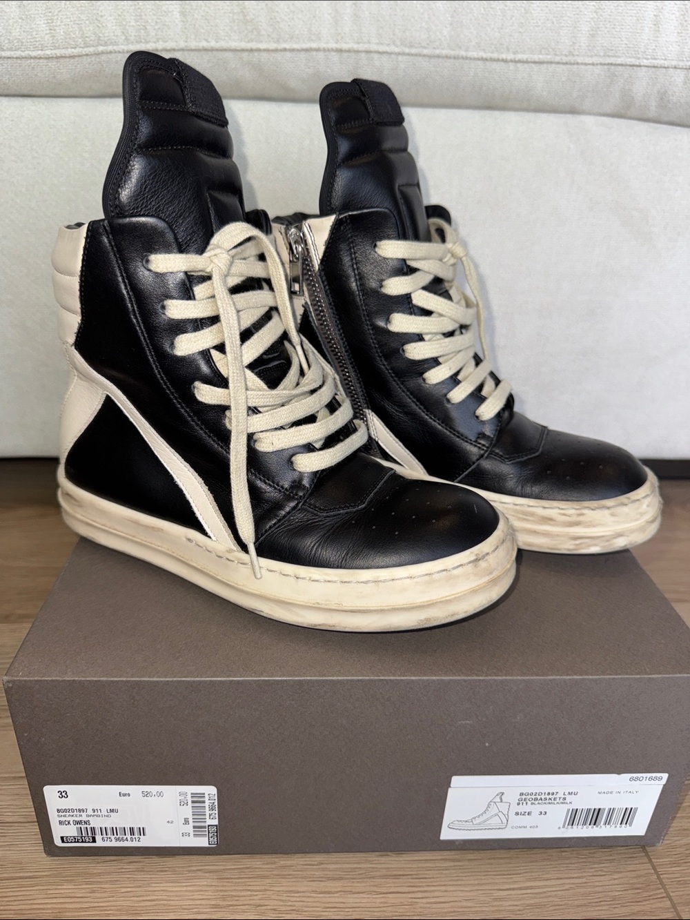 Rick Owens Kids Geobaskets Size 2